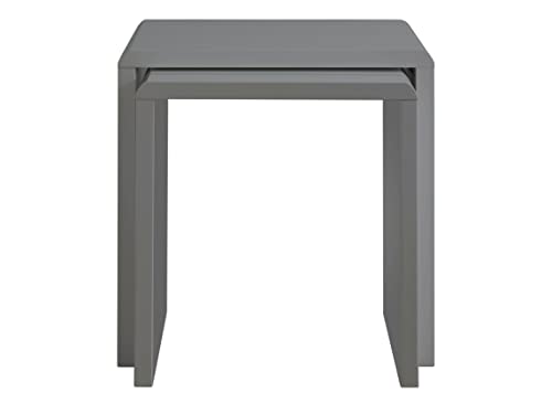House & Homestyle Set of 2 Side, High Low Nesting Cube Inspired End Tables for Living Room, Bedside, Office or Lounge, 50cm-Grey Gloss, One Size