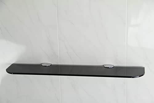 BSM Marketing Glass shelf with curved corners 3 sizes 300mm 400mm 500mm and 3 colours Clear White Black Bathroom Kitchen Bedroom (400mm x 100mm,