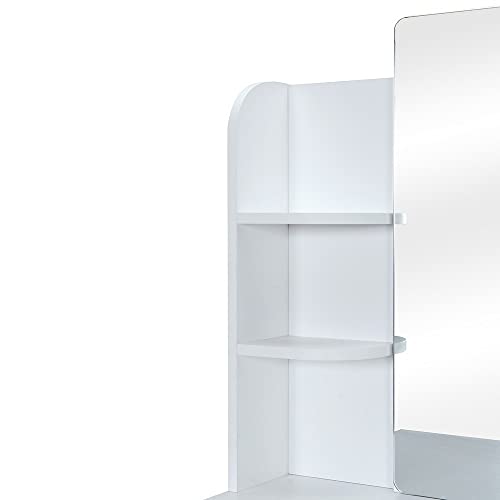 JJZXD Dresser With Stool Set With Frame 2 Drawers Steel Frame Makeup Table Bedroom Makeup Dresser