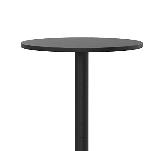 Flash Furniture Mellie 23.5" Aluminum Indoor-Outdoor Bar Height Table, 24" Round, Black