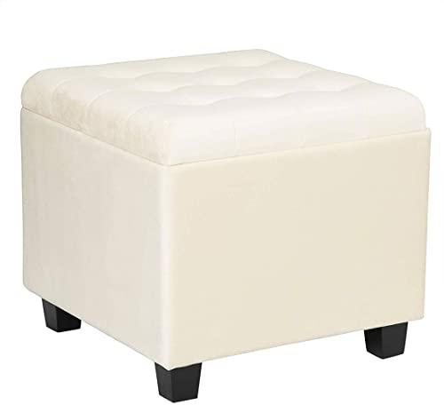 NXYJD Stool - Storage Chest Plus Square Ottoman Foot of The Bed Linen Chairman Milky White Children's Toy Box Bench Shoe Station Milking Stool St