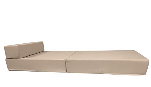 iStyle Mode Fold Out Guest Chair Z Bed Futon Sofa Comfortable Supreme Quality Foam for Adult and Kids Lounger Mattress (Beige)