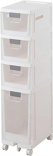 OPSREY Bathroom Floor Cabinet with Drawers Narrow Tall Floor Storage Drawer Cart with Clear Storage Drawers and Casters Large Capacity Slim Toile