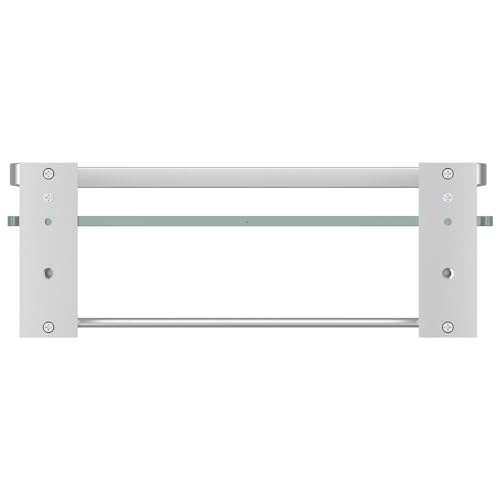 Danpoo Bathroom Wall Shelf, Tempered Glass Bathroom Shelf with Towel Bar(Matte Silver)