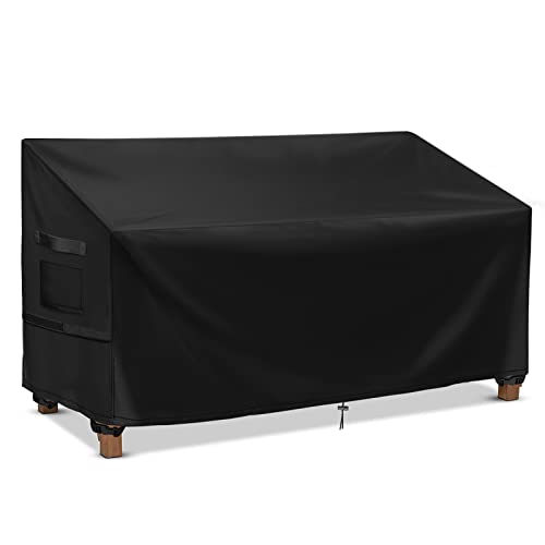 GARPROVM Garden Bench Cover, 2 Seaters Outdoor Chair Covers, Waterproof, Windproof, Heavy-duty, 600D Oxford Fabric Garden Furniture Covers for Ou
