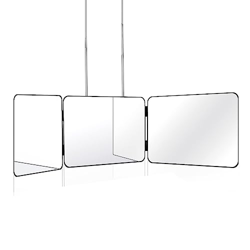 JANMPASK LED 3 Way Mirror for Self Hair Cutting Mirror Vanity Mirror Barber Supplies Accessories 360 Makeup Mirror with Light Trifold Mirror to S