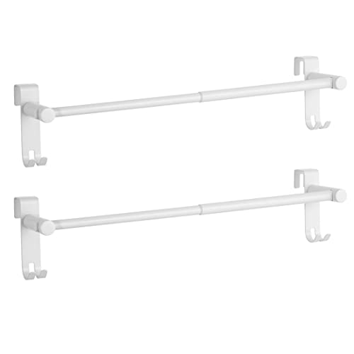 EMKE Retractable Towel Rail, Bathroom Over the Door Hanging Towel Rack with Hooks, Stainless Steel Sink Towel Holder with Adjustable Length, Radi