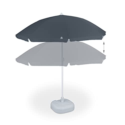 Relaxdays Sun 180 cm, 8 Polyester Ribs, Tilt Function, Garden Umbrella