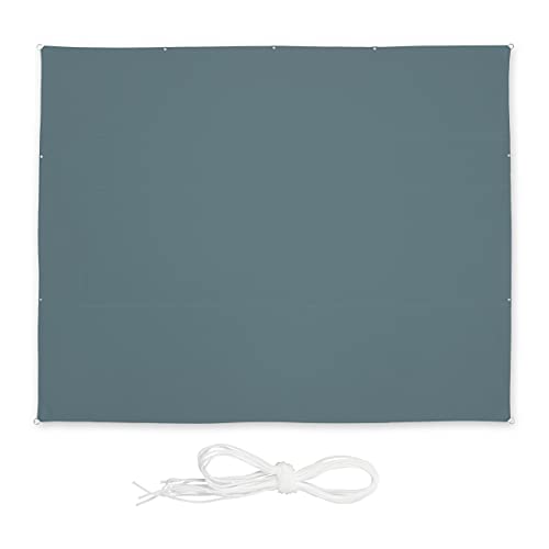 Relaxdays Rectangular sun sail, W x D: 5 x 6 m, water-repellent, UV-resistant, with guy ropes, for patio, balcony, grey