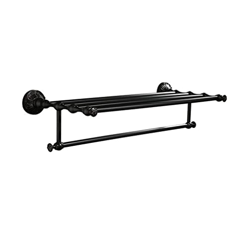 HIGOH Towel Racks,Bathroom Towel Rack Wall Mounted Towel Holder,Bath Hardware Brass Towel Rack,Bath Shelf,Towel Holder,Nail Punched Oil Brushed C