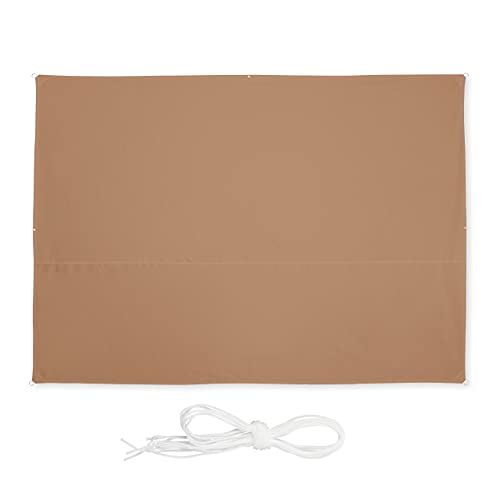Relaxdays Sun Sail Rectangle 2.5 x 3.5 m Water Resistant UV Resistant Guy Ropes Patio Balcony, Coffee, 2.5 x 3.5 cm