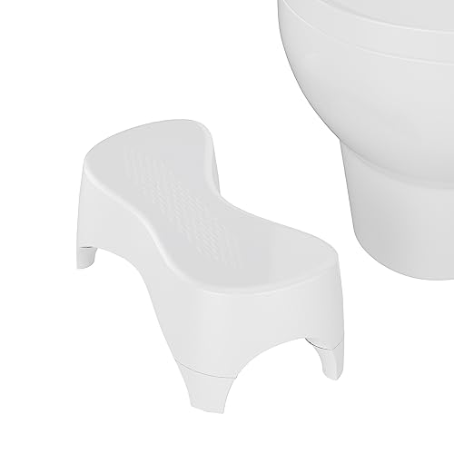 homfan Toilet Stool, Toilet Step Stool, Potty Stool for Adults and Kids, Poop Stool for Bathroom, Non-Slip Simple Design White