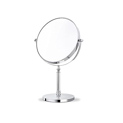 Double Sided Mirror with Stand l High Definition Vanity Mirror with 1x /10x Magnification for Dressing Table l Classic Free Standing Mirror for B