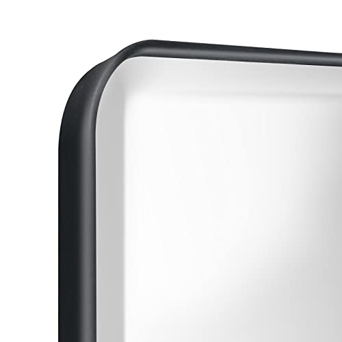 Fundin Plastic Mirror Cabinet, Beveled Edge Mirror Door with Round Corner Metal Frame, Recessed and Surface Mount, Black,40 X 61 CM