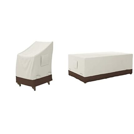 Amazon Basics 75"(190.5cm) Dining Table Cover & Stackable Patio Chairs Cover