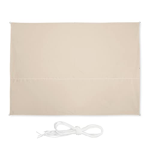 Relaxdays Sun Sail Rectangular 2.5 x 3.5 m, Water Resistant, UV Resistant with Guy Ropes, Patio, Balcony, Beige
