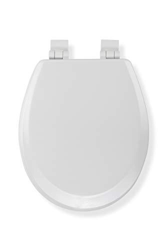 Croydex Sit Tight Carron Soft Close Toilet Seat, Wood, White, 47 x 36.5 x 6 cm