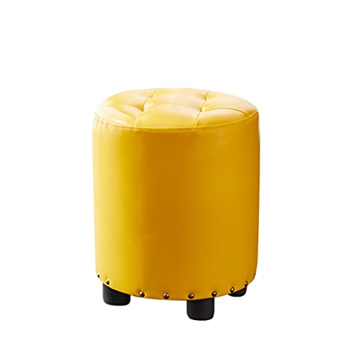 LUKEO Small Stool, Household Living Room Sofa Stool, Solid Wood Leather Pier Stool, Household Round Stool (Color : 3-pack, Size : Talla �nica)