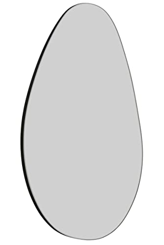 MirrorOutlet The Lapillus - Frameless Modern Pebble Pond Wall Mirror 30" X 20" (76CM X 50CM) Silver Mirror Glass with Black wooden Backing - Poli