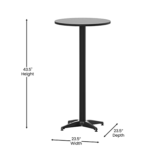 Flash Furniture Mellie 23.5" Aluminum Indoor-Outdoor Bar Height Table, 24" Round, Black