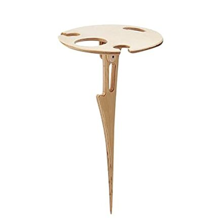 Xmiral Wine Holder Wooden Table Outdoor Beer And Wine Table Round Portable Wine Table A Ornament