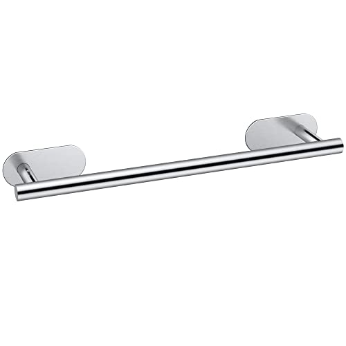 Black Towel Rail Set,JiGiU 5 Pieces Self Adhesive Bathroom Hardware Kit 16 inch Hand Towel Holder,Toilet Paper Holder & 3 Towel Hook SUS304 Stain