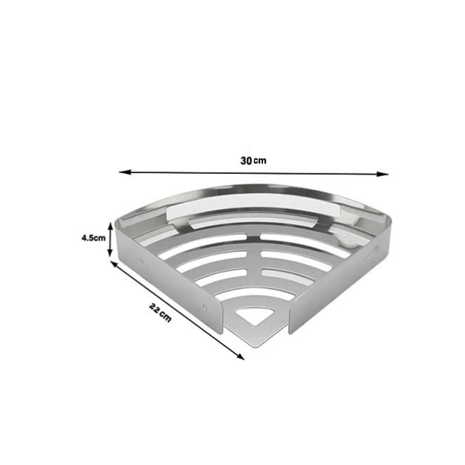 EYHLKM Layers Corner Shower Shelf Bathroom Shampoo Shower Shelf Holder Stainless Steel Punch Free Kitchen Tripod Corner Stand (Color : Argento)