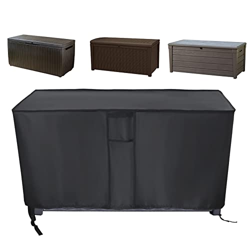Kingling Deck Box Cover, Outdoor Storage Box Cover Waterproof, Outside Storage Bench Deck Boxes Covers Black (58" L x 33" W x 34" H)