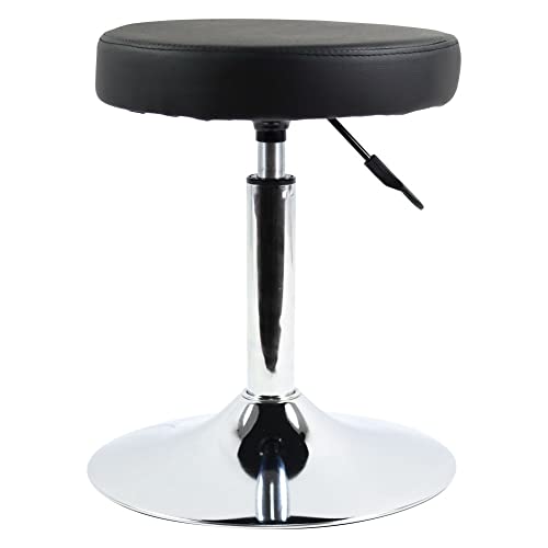 FURWOO PU Leather Round Barber Shop Stool Height Adjustable Swivel Workshop Barber Shop Home Kitchen Short Bar Stools without Backrest Stool (Bla
