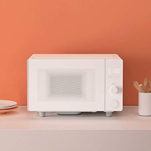 SZDQX Countertop Microwave Oven with Compact Size, Position-Memory Turntable, Sound on/Off Button, Custom Cooking Mode, 20L,700W, White