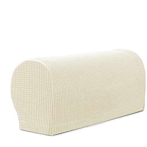 GEOCANG 6Pcs Armrest Covers Spandex Stretch Fabric Arm Caps Anti-Slip Furniture Protector Slipcovers for Armchairs Sofa Couches Recliner (Lvory w