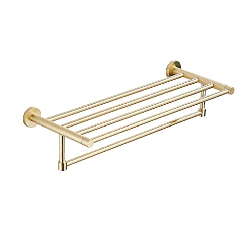 HIGOH Towel Racks,Bathroom Towel Rack Wall Mounted Towel Holder,Light Brushed Bathroom Towel Rack,All Copper Bathroom Simple and Firm Towel Shelf