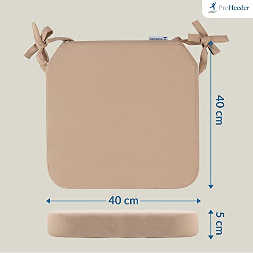 Indoor & Outdoor Chair Cushions - Water Resistant Seat Chair Pads - Best for Garden Kitchen Dining Patio Office - 1 x Seat Pad - BEIGE - 40x40x4.