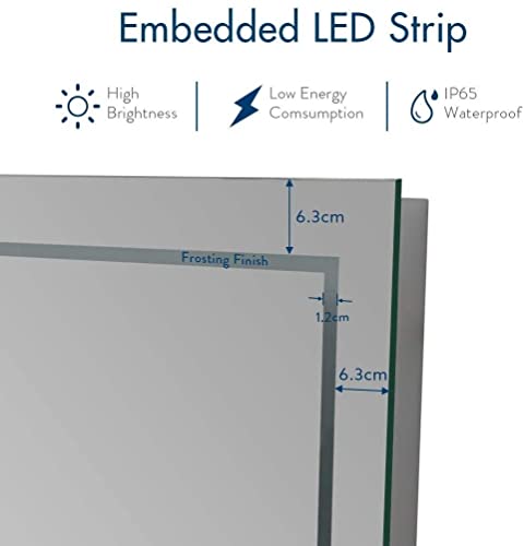 Illuminated LED Bathroom Mirror, Lighted Mirror with Light Touch Sensor and Demister Pad Bathroom mirror