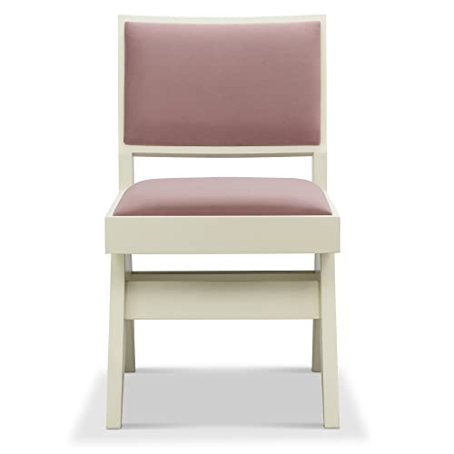 Meelano Side Chair, Oak Velvet, Pink