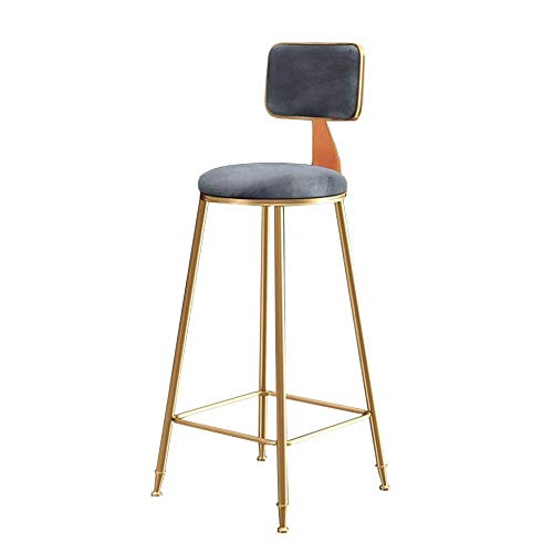AANAN Stools,Stool,Bar Stool Dinner Chairs Upholstered Barstool with Gold Iron Legs Footrest and Back for Breakfast Bar, Pub, Counter, Kitchen an