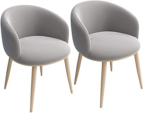 Flannel Kitchen Chairs Set Of 2 Lounge Living Room Corner Dining Chairs Upholstered Cushion and Metal Legs (Color : Grey)