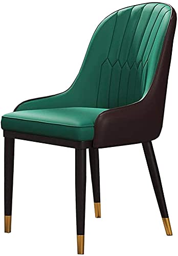 Kitchen Dining Chairs Metal Legs Leisure Sofa Chair PU Leather Seat and Backrest Office Reception Chair Easy To Assemble (Color : Green)