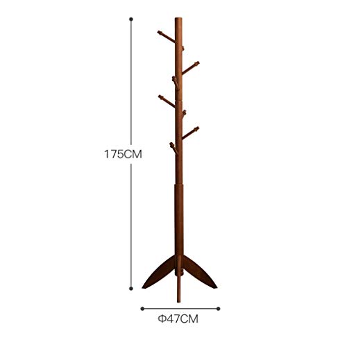 KRHINO Clothes rack and hat rack Coat rack solid wood floor-standing hangers bedroom coat rack home hanging bag rack Suitable for living room (Si