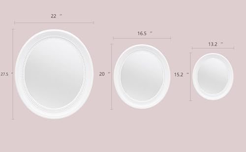 OIGUMR 15.4 x 13.8 inch Bathroom Mirror Wall Mirror Mirror Wall Decor Oval Mirror White