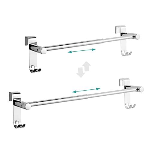 EMKE Retractable Towel Rail, Bathroom Over the Door Hanging Towel Rack with Hooks, Stainless Steel Sink Towel Holder with Adjustable Length, Radi
