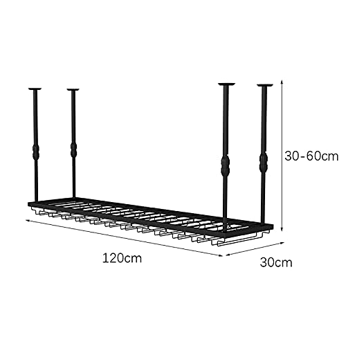 EYLINK Wall Mounted Wine Racks, Black Ceiling Wine Bottle Rack, Height-Adjustable Wall-Mounted Wine Rack, Wine Glass Storage Rack For Restaurant,