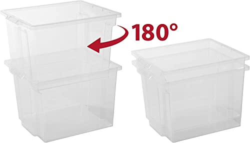 Iris Ohyama, Set of 6, Storage boxes, 10 L, with lid, stackable, garage, bedroom, living room - Useful Storage Box USB-SP - Transparent