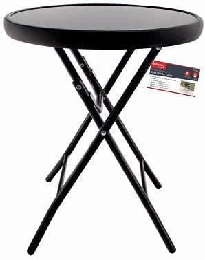 Marco Paul Black Round Folding Side Drinks Table Side Coffee Table Garden Patio Drinks Home Indoor Outdoor Furniture Bistro Occasional Portable D