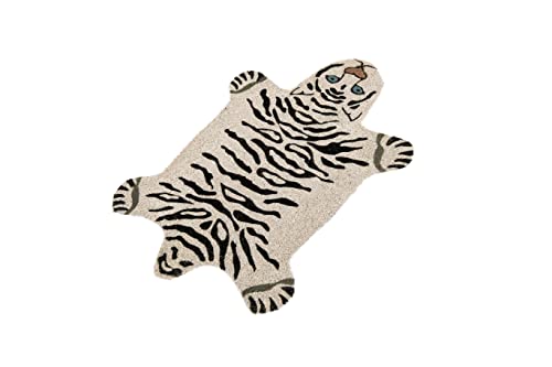 Fisura - Shaped entrance mat. Original Coconut doormat with PVC anti-slip backing. Measurements: 70 x 40 cm. (Tiger, white)