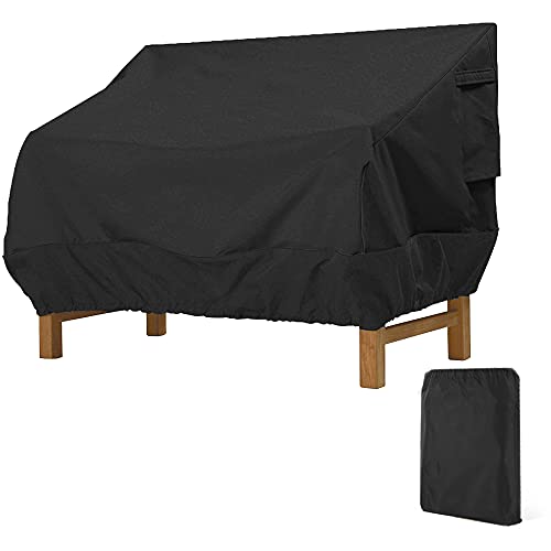 Juliyeh Outdoor Bench Cover Outdoor Sofa Cover 2/3/4 Seater Waterproof Anti-Wind Anti-Dust Anti-UV Oxford 210D Cover for Garden Furniture (Black,