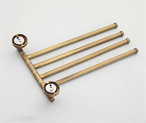 HIGOH Towel Racks, Towel Rail for Bathroom,Antique Brass 4 Layer Activities Towel Bar Holder,180 Degree Rotation Wall Bathroom Accessories Hanger