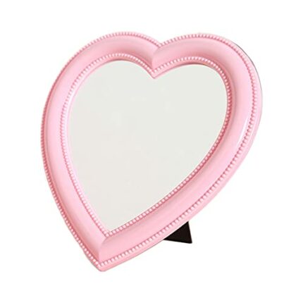 1 Piece Small Heart Shaped Makeup Mirror Tabletop Cosmetic Mirror Heart Makeup Mirror Vanity Makeup Mirror Lovely Mirror Wall Desktop Cosmetic Mi