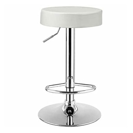 DINGZZ 1 PC Round Bar Stool Adjustable Swivel Pub Chair U Leather with Footrest (Color : 3-pack, Size : Light Grey)