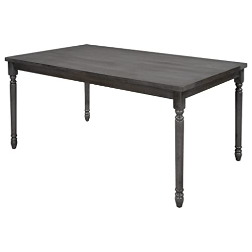 WALNUT 6 Piece Classic Dining Table 1 Wooden Table + 4 Chairs + 1 Kitchen Dining Bench Grey